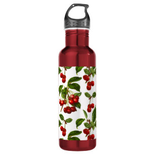 Vintage Botanische Rotkirschen Edelstahlflasche