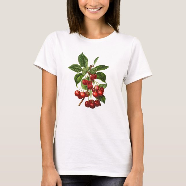 Vintage Botanische Rotkirschen T-Shirt (Vorderseite)