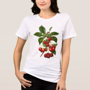 Vintage Botanische Rotkirschen Tri-Blend Shirt