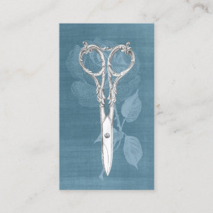 Vintage Botanische Schere Dusty Blue Visitenkarte