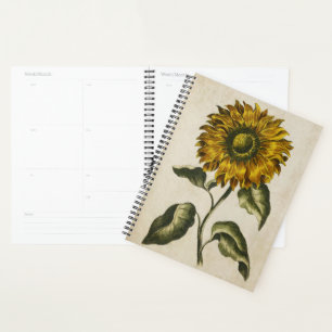 Vintage botanische Sonnenblume Planer