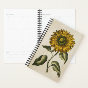 Vintage botanische Sonnenblume Planer
