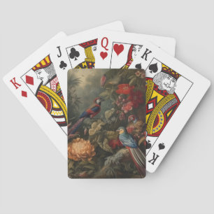 Vintage botanische Szene Vögel Blumen im Paradies Spielkarten