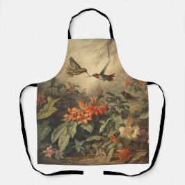 Vintage botanische Szene von Kolibris und Blume Schürze