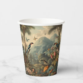 Vintage botanische Szene von Toucans und Blume Pappbecher