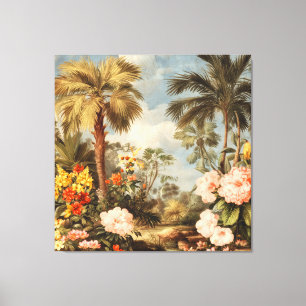 Vintage Botanische Tropische Palmen Leinwanddruck