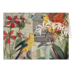 Vintage Botanische Vogel Natur Antiquität Tropisch