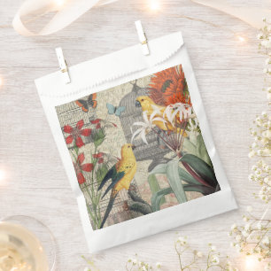 Vintage Botanische Vogel Natur Antiquität Tropisch Geschenktütchen