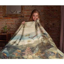 Vintage botanische Vogelarten Blume im Paradies Fleecedecke