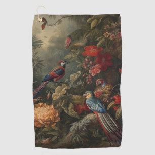 Vintage botanische Vogelarten Blume im Paradies Golfhandtuch