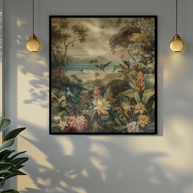 Vintage botanische Vogelarten Blume im Paradies Poster (Von Creator hochgeladen)