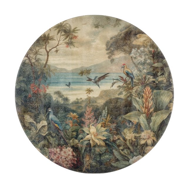Vintage botanische Vogelarten Blume im Paradies Schneidebrett (Vorderseite)