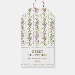 Vintage Botanische Weihnachten Geschenkanhänger