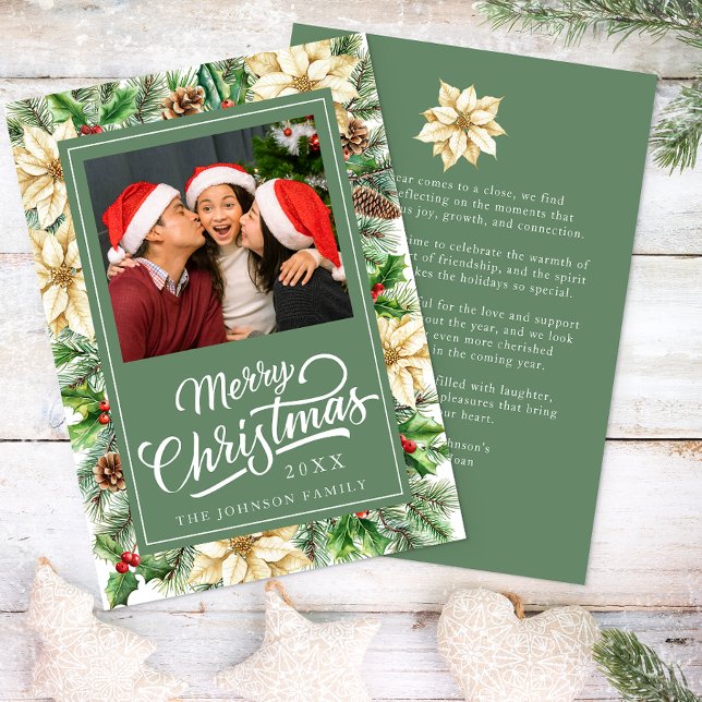 Vintage botanische Weihnachtsfotokarte Feiertagskarte (Photo Christmas Card)