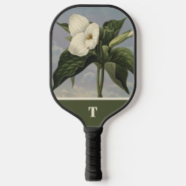 Vintage botanische weiße Trillium-Monogramminitial Pickleball Schläger
