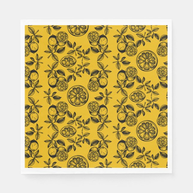 Vintage botanische Zitrusfrucht Serviette (Vorderseite)