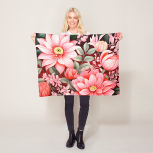Vintage botanischer blühender Blumengarten Fleecedecke