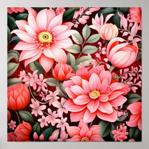 Vintage botanischer blühender Blumengarten Poster