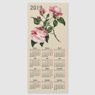 vintage botanischer Druck 2019 Kalender Magnetkarte