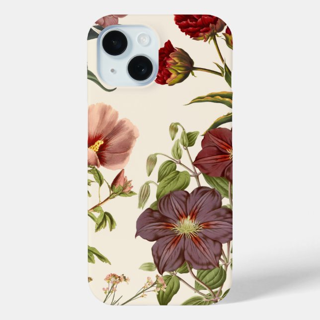 'Vintage Botanischer Garten' iPhone 15 Hülle (Rückseite)