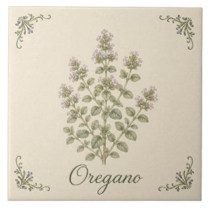 Vintage-Botanischer Oregano-Landhaus-Küchenkraut Fliese