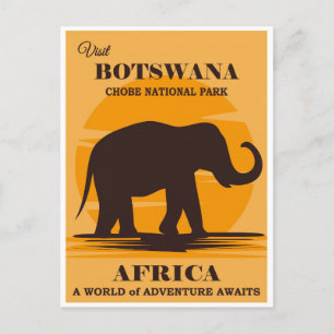 Vintage-Botswana-Afrika-Nationalpark-Elefant Postkarte