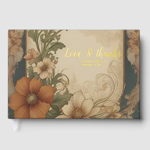 Vintage-Bougainvillea-Art-Nouveau-Hochzeit Gästebuch