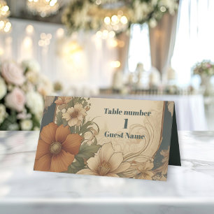 Vintage-Bougainvillea Art Nouveau Hochzeit Platzkarte