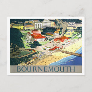 Vintage Bournemouth-Reisewerbeposter Postkarte