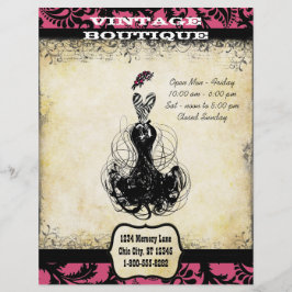 Vintage Boutique für Schwarz und Rosa Flyer