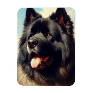 Vintage Bouvier des Flandres Gemälde Magnet