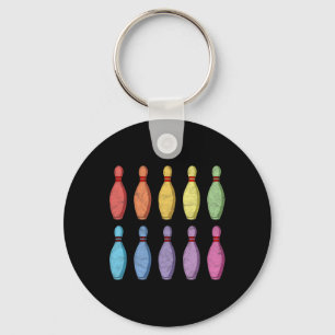 Vintage Bowling Pin Rainbow Pop Art 80’s Retro Gra Schlüsselanhänger