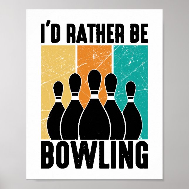 Vintage-Bowlingpins-Grafik Poster (Vorne)