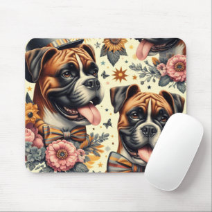 Vintage Boxer-Dog-Illustration Mousepad