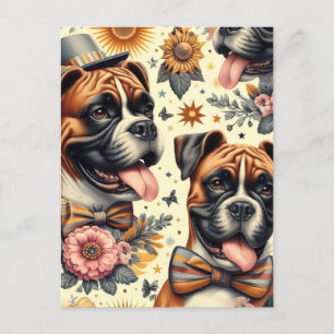 Vintage Boxer-Dog-Illustration Postkarte