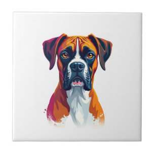 Vintage-Boxer-Hundeporträt-Farbsplash-Pop-Art-Il Fliese