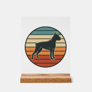 Vintage-Boxerhund-Sonnenuntergangs-Stichvektor-Des Acrylschild