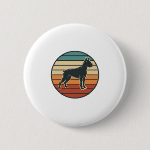 Vintage-Boxerhund-Sonnenuntergangs-Stichvektor-Des Button
