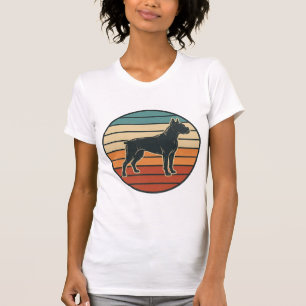 Vintage-Boxerhund-Sonnenuntergangs-Stichvektor-Des T-Shirt