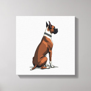 Vintage-Boxerhund von hinten Illustration Braun W Leinwanddruck