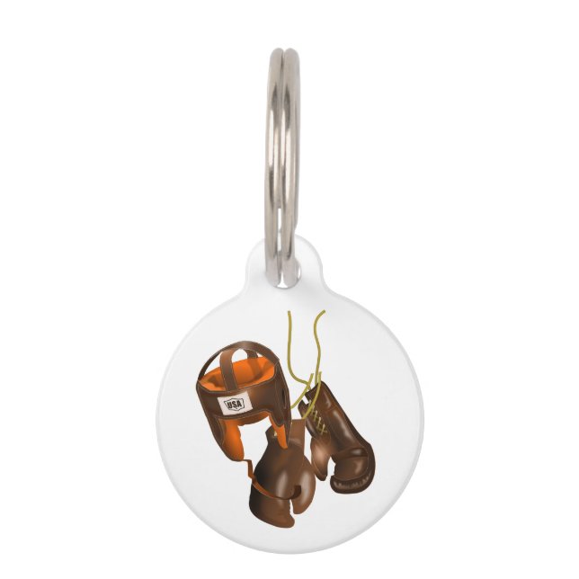 Vintage Boxhandschuhe und Helm Tiermarke (Vorderseite)