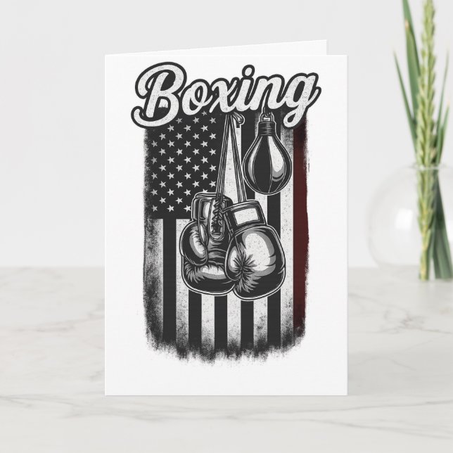 Vintage Boxing American Flag Retro Karte (Vorderseite)