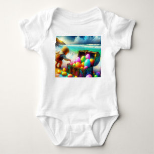 VINTAGE BOY Schatztruhe und Eier ~ Osterfreude ~ Baby Strampler