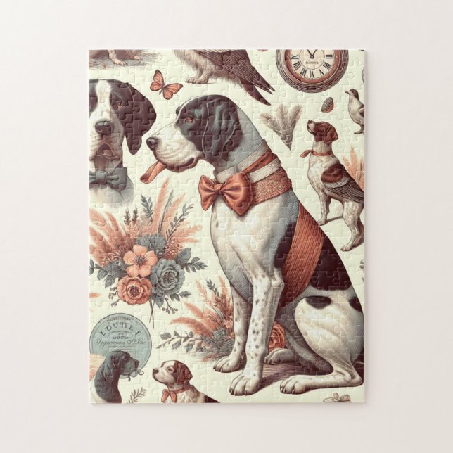 Vintage Braque Français Dog Illustration (Vertikal)