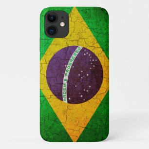 Vintage brasilianische Flagge auf gebrochenem Hint Case-Mate iPhone Hülle