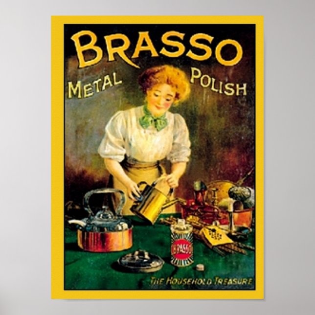 Vintage Brasso Metal Polnisch Werbung Poster (Vorne)