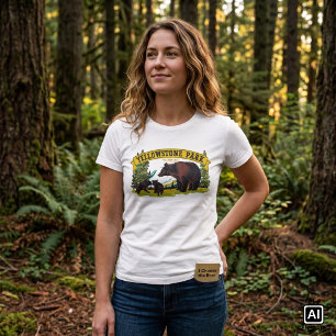 Vintage Braunbären im Yellowstone-Nationalpark T-Shirt