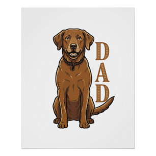 Vintage Braunes Hund Papa-Shirt Design_1 Poster