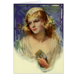 Vintage Braut, die eine Bibel hält, religiöse Hoch