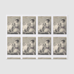 Vintage Braut & Hund Portrait Junggesellinnenabsch Seidenpapier